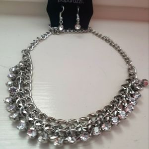 Bling dangle necklace with earrings